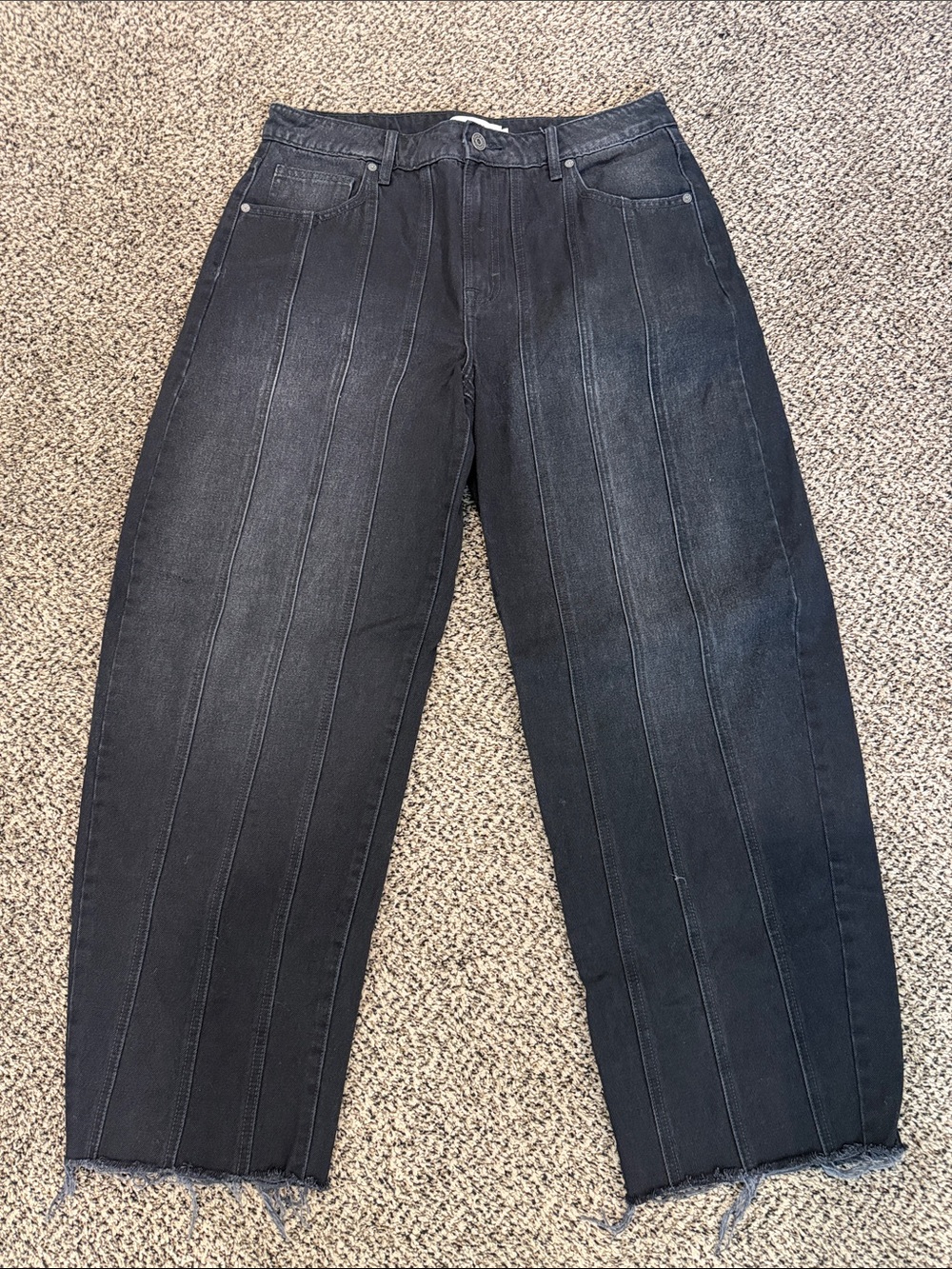 Hidden high rise barrel jeans